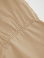 100% Cotton Collar Roll-up Sleeve Shirt Bodysuit & Mid Rise Solid Pocket Straight Leg Trousers
