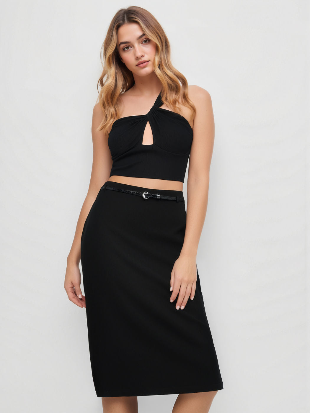 Asymmetrical Halter Cut Out Crop Top