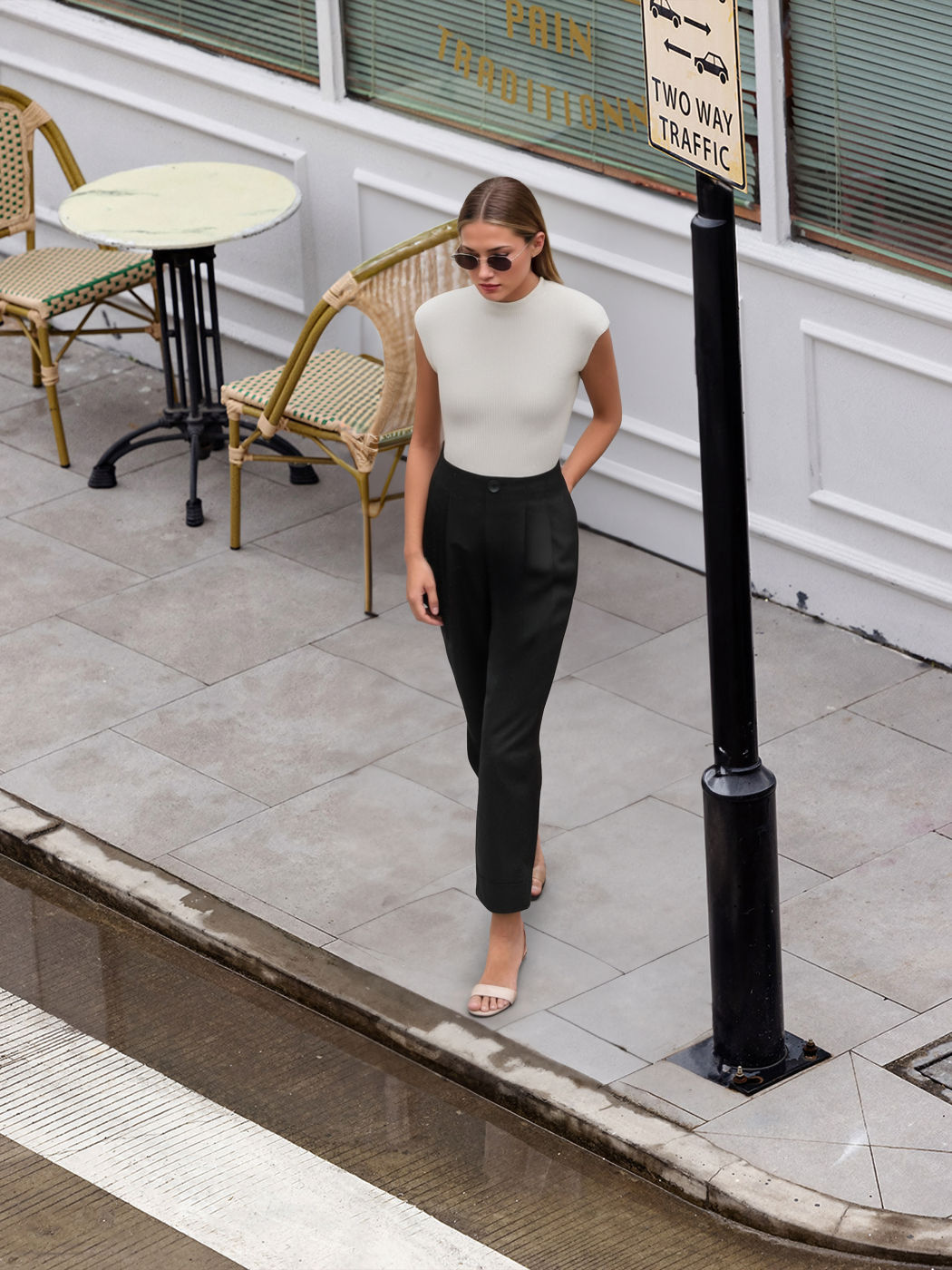 Round Neck Knitted Short Sleeve Tee