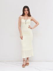 Lace U-neckline Texture Cami Maxi Dress
