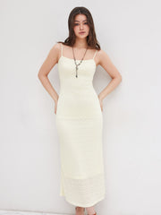 Lace U-neckline Texture Cami Maxi Dress