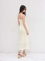 Lace U-neckline Texture Cami Maxi Dress
