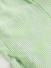 Cotton-blend Sweetheart Stripe Shirred Bowknot Tank Top