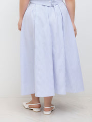 Mid Rise Stripe Pleated Maxi Skirt Curve & Plus