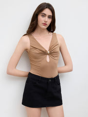 Sweetheart Cut Out Buckle Bodysuit