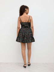 Floral Button Ruffle Mini Dress