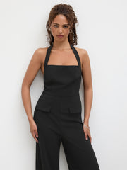 Halter Neckline Wide Leg Jumpsuit
