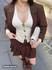 Solid V-neck Button Cardigan