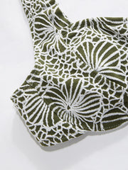 Square Neck Floral Underwire Cheeky Bikini Set