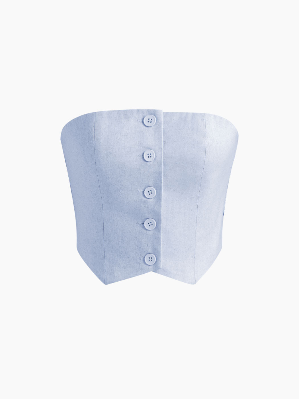 Linen-blend Button Tube Crop Top
