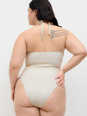 Shaping Halter Neckline Cut Out One Piece Swimsuit Curve & Plus