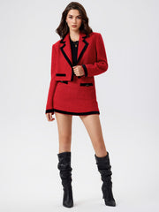 Tweed Mid Waist Zip Button Mini Skirt