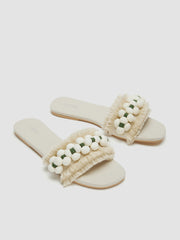 FLORAL FAUX LEATHER SLIPPERS