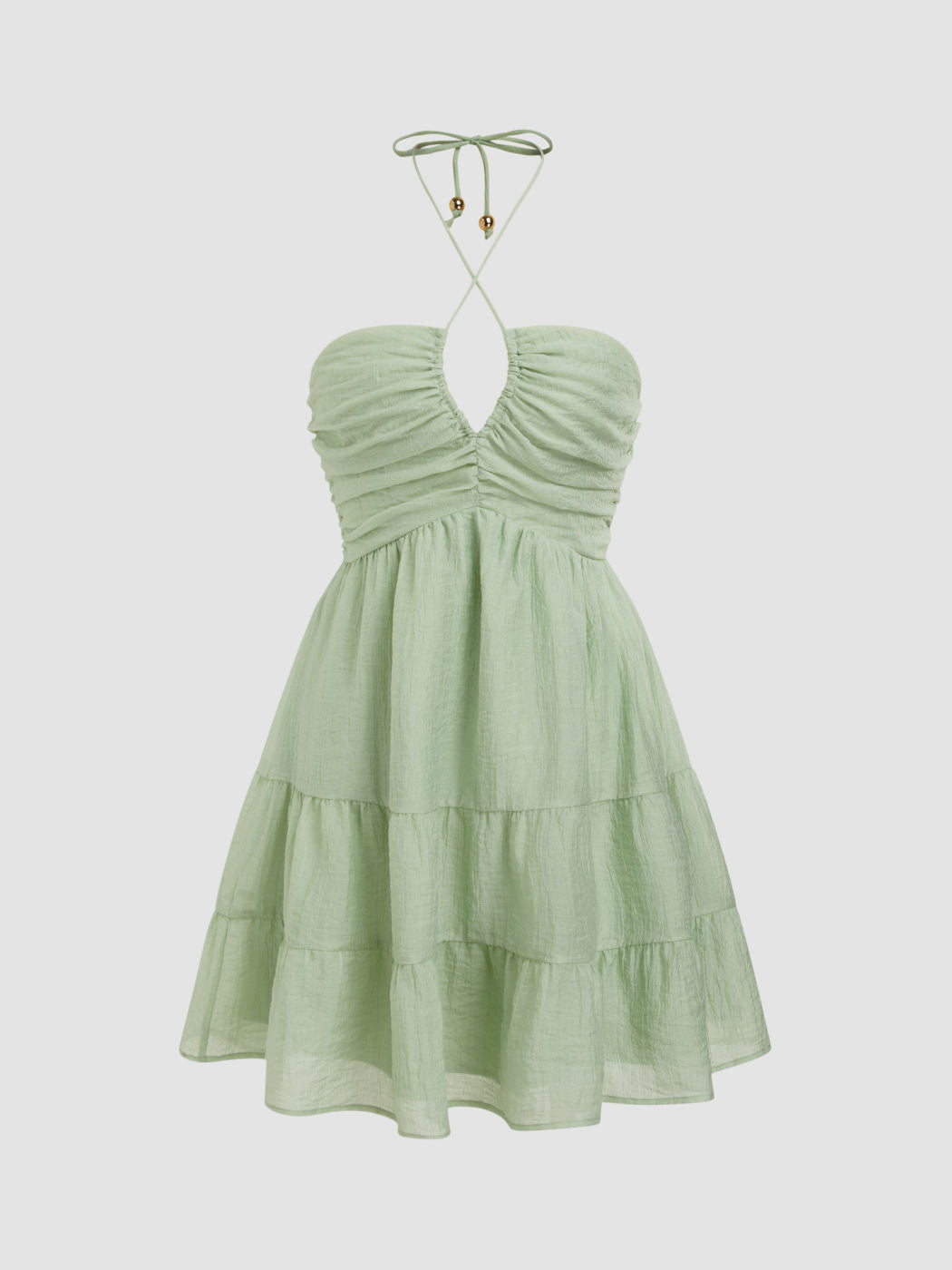 Halter Neckline Cut Out Ruched Mini Dress