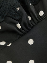 Woven Sweetheart Polka Dot Lace Trim Maxi Dress