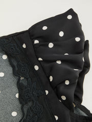 Woven Sweetheart Polka Dot Lace Trim Maxi Dress