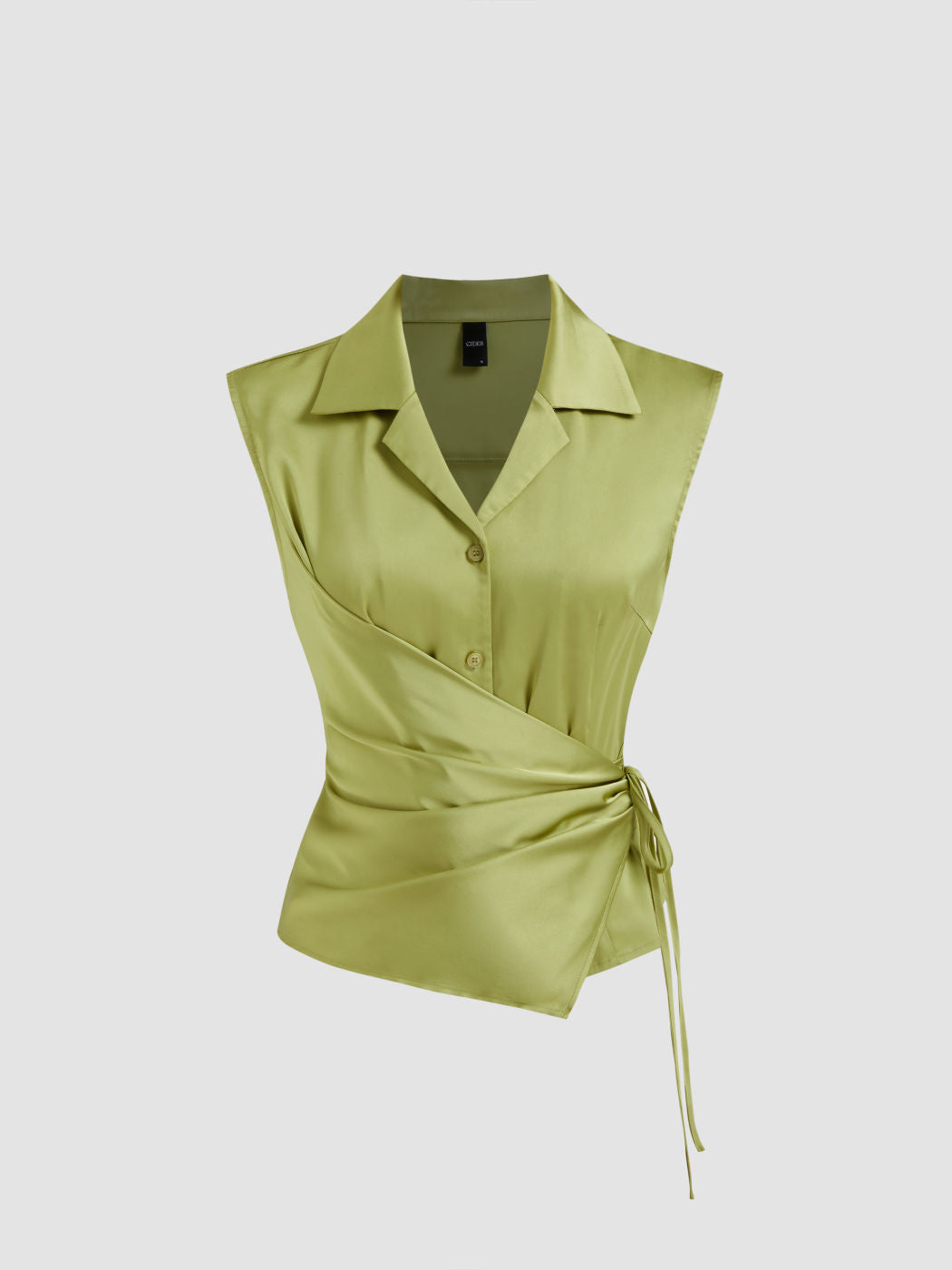 Satin Collar Knotted Top