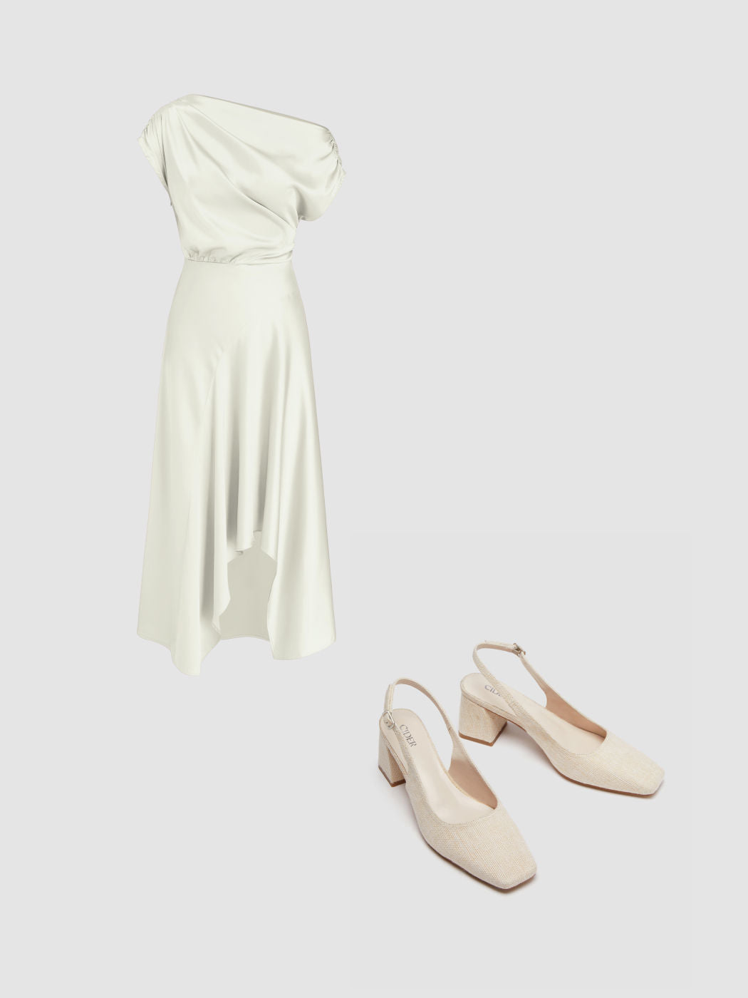 Asymmetrical Boat Neck Ruffle Maxi Dress & CANVAS SLINGBACKS