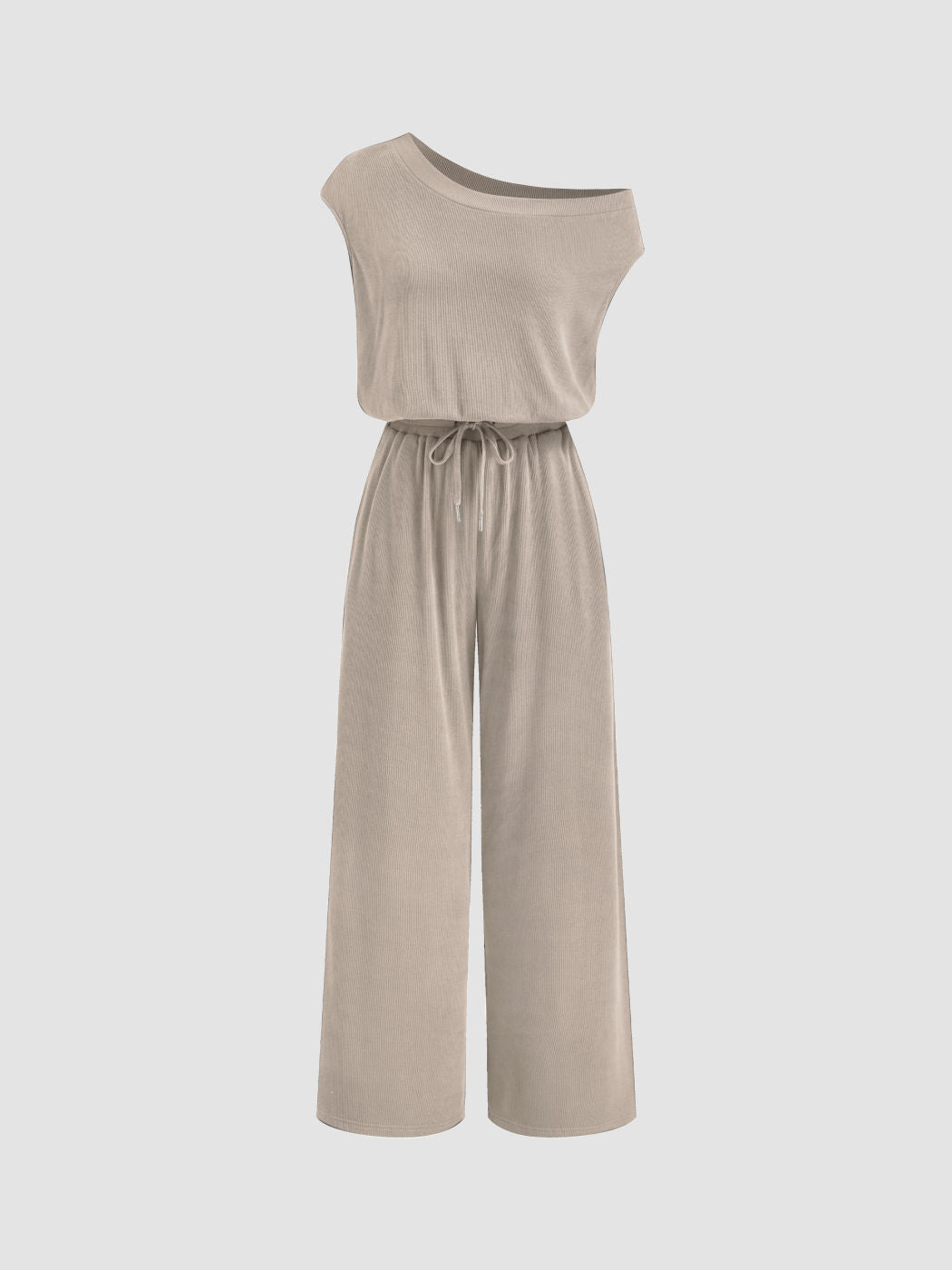 Asymmetrical Neck Drawstring Jumpsuit