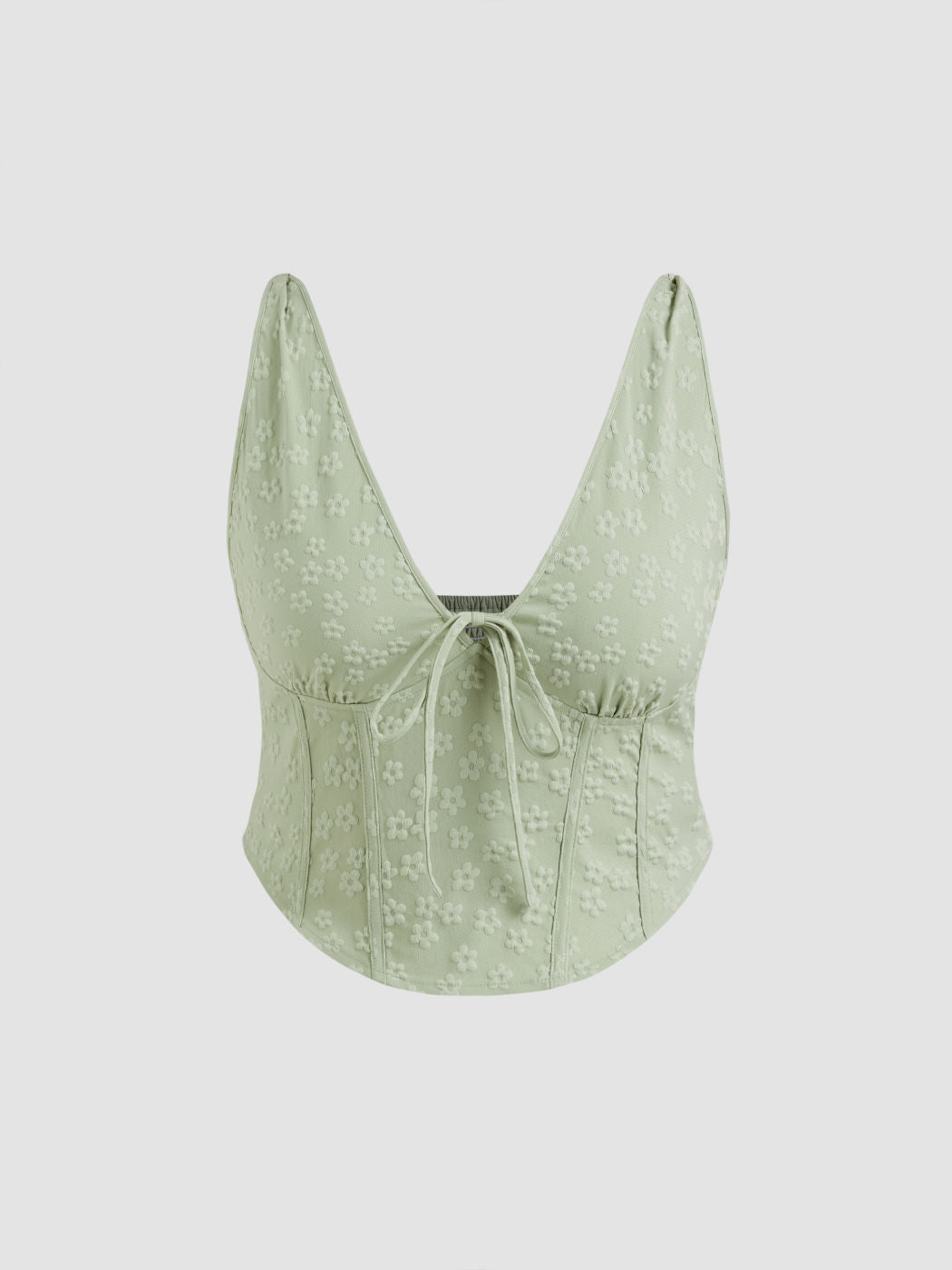 V-neck Floral Corset Crop Tank Top Curve & Plus