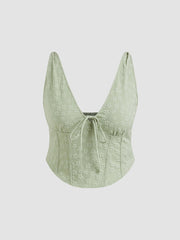 V-neck Floral Corset Crop Tank Top Curve & Plus