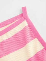 Boat Neckline Striped Crop Tank Top