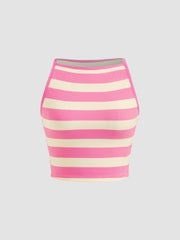 Boat Neckline Striped Crop Tank Top