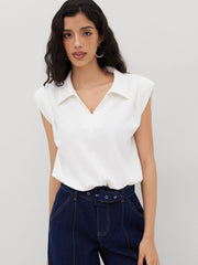V-neck Ruched Oversized Shirt Bodysuit