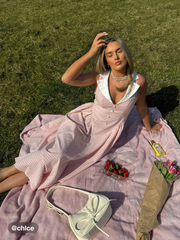 Collar Gingham Ruffle Maxi Dress