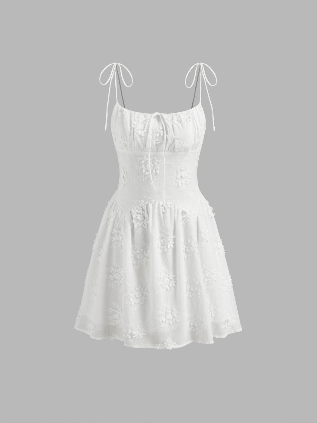 Cotton Floral Knotted Ruched Shirred Cami MIni Dress