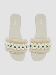 FLORAL FAUX LEATHER SLIPPERS