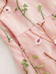 Sweetheart Neckline Floral Embroidery Mesh Maxi Dress