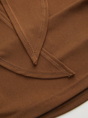 Cowl Neck Ruched Buckle Crop Top