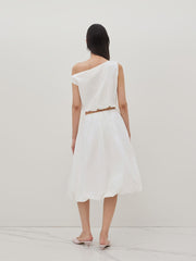 Cotton Asymmetrical Neck Bubble Hem Crop Tank Top