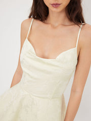 Cowl Neck Floral Lace Up Knotted Mini Dress