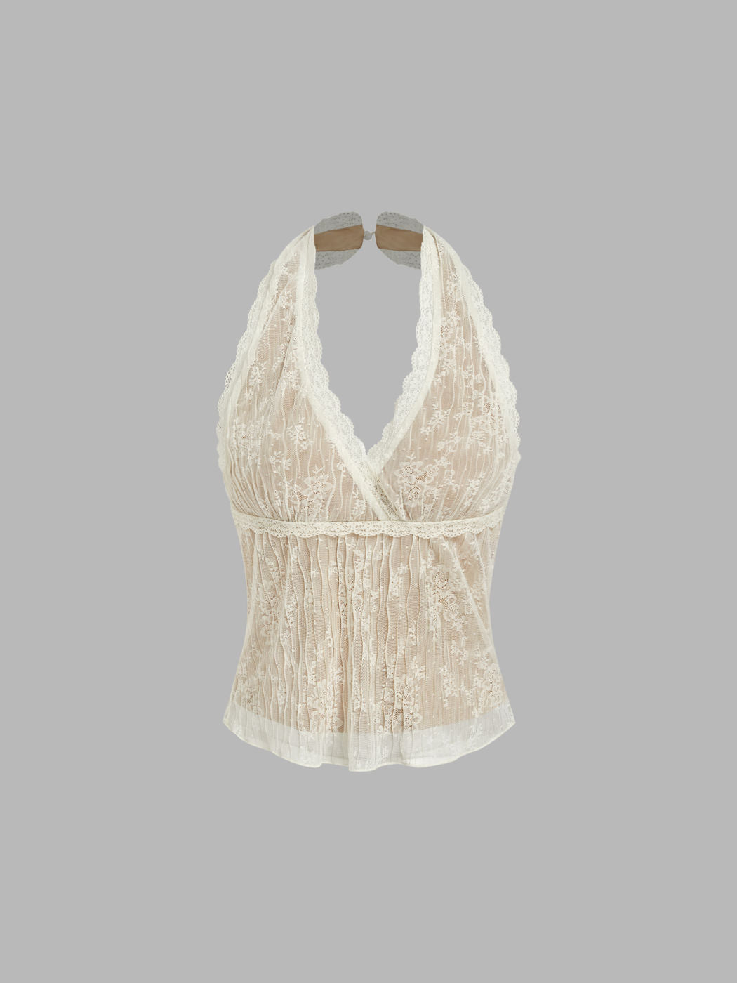 Lace Halter Neckline Floral Tank Top