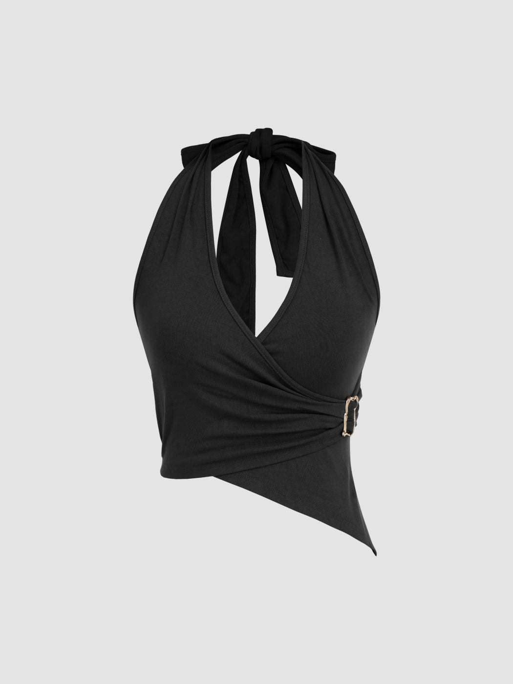 Halter Neckline Wrap Cropped Tank Top