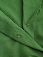 Linen-blend Collar Twist Shirred Oversized Blouse