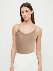 U-neck Solid Lace Bodysuit