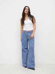 Cider Denim Low Rise Ruched Baggy Jeans