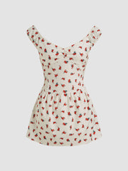 Floral Polka Dot Ruffle Mini Dress