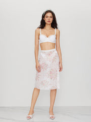 Mesh Floral Lace Trim Cover Up Skirt
