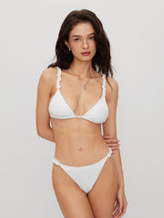 V-neck Lettuce Trim Triangle Bikini Set