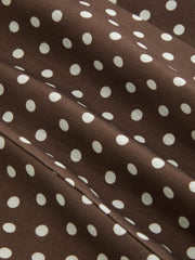 V-neck Puff Sleeve Polka Dot Knotted Mini Dress