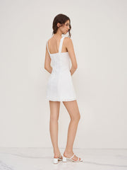 100% Cotton Broderie Anglaise Trim Floral Bowknot Mini Dress