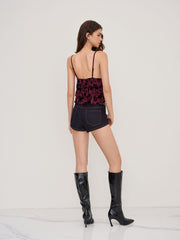 Mesh V-neck Floral Layered Cami Top