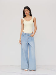 U-neckline Lace Floral Bowknot Bodysuit