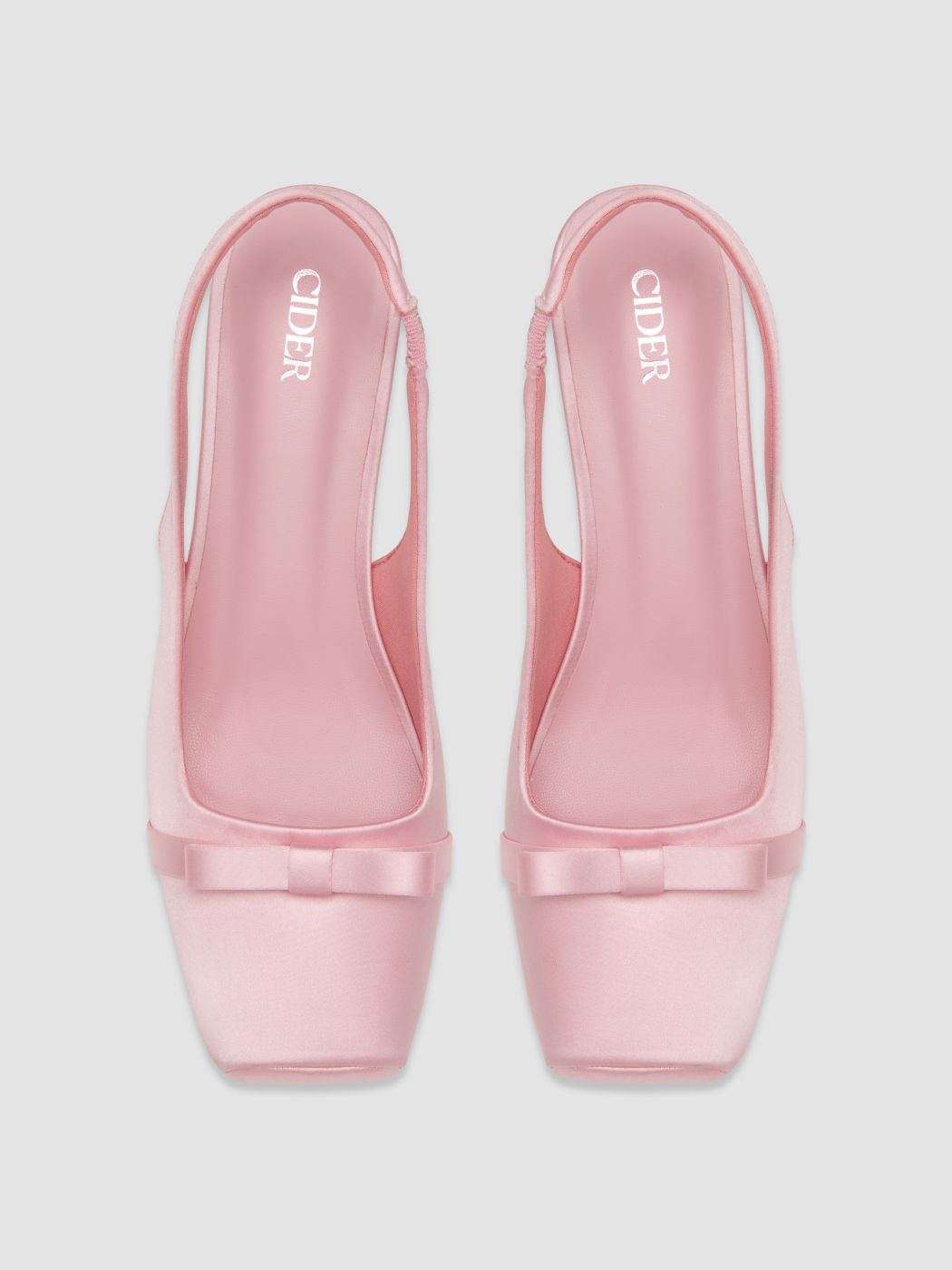 BOWKNOT  SQUARE TOE SATIN HEELS