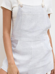Linen-blend Square Neck Stripe Romper