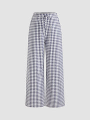 Cotton-blend Gingham Knotted Straight Leg Trousers